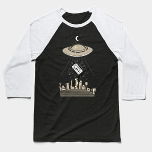 UFO Boombox Abduction Retro 80s Baseball T-Shirt